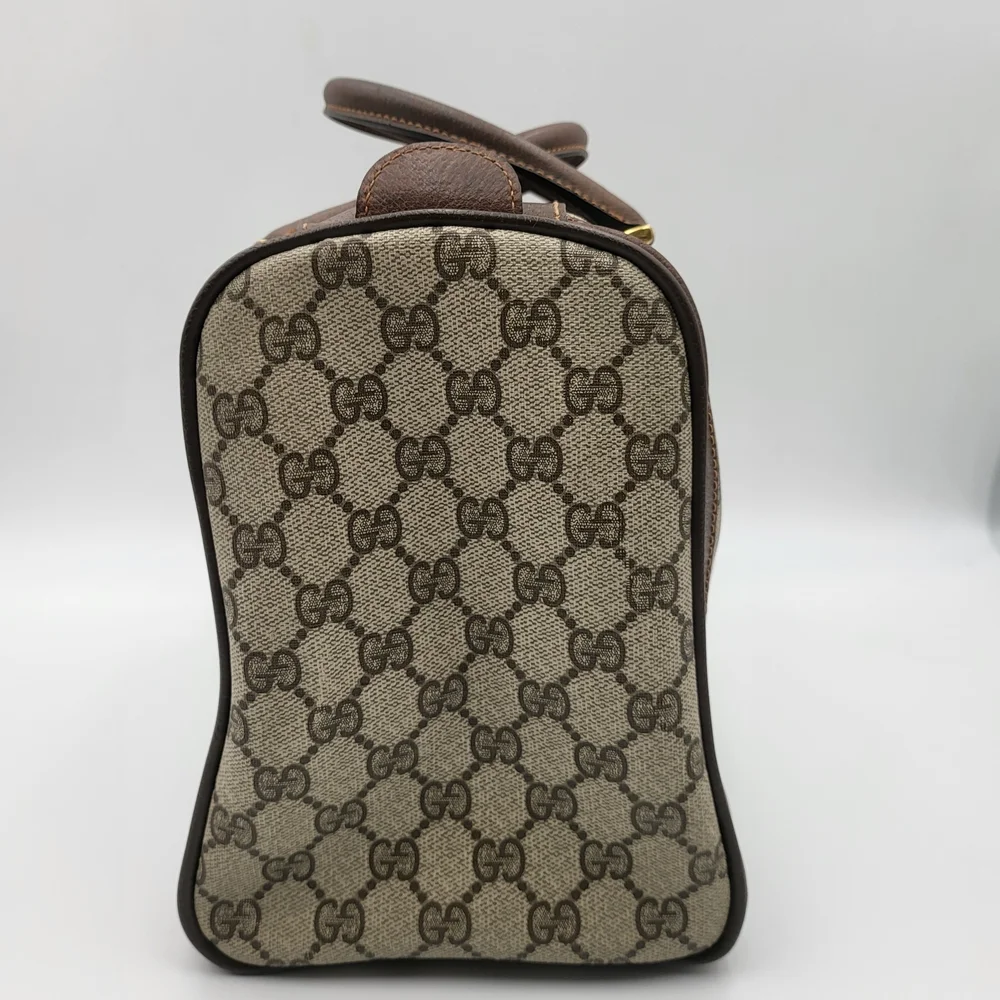 Gucci Beige Monogram GG Canvas Satchel with Brown Leather Handles